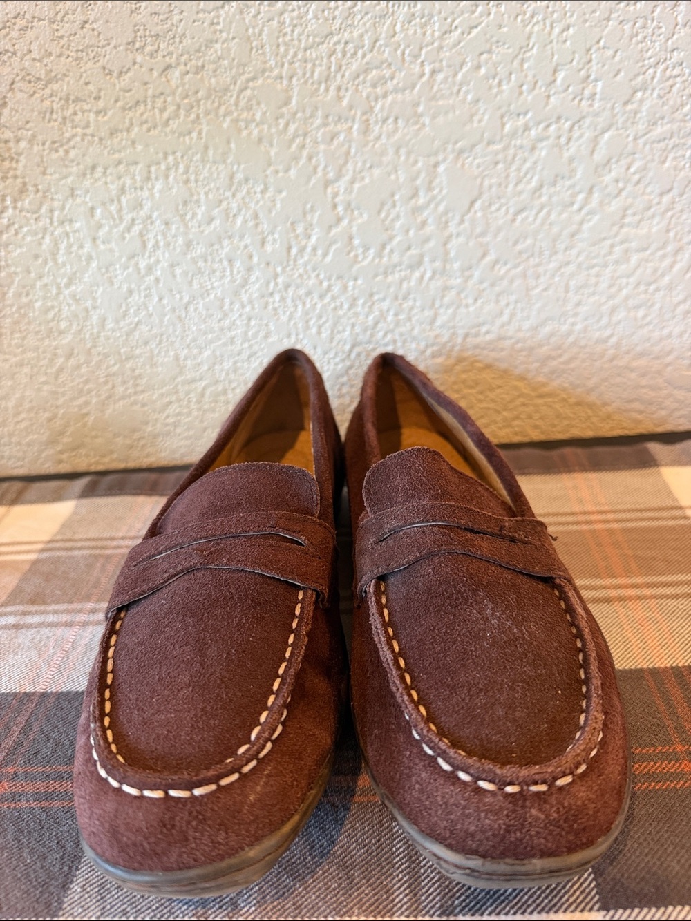 Land’s End Chocolate Brown Suede Driver Moc Penny Loafers